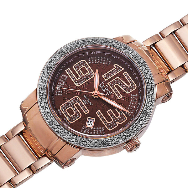 Burgi Rose Gold-tone Stainless Steel Diamond Bezel Ladies Watch BUR091RG - The Watches Men & Co #2