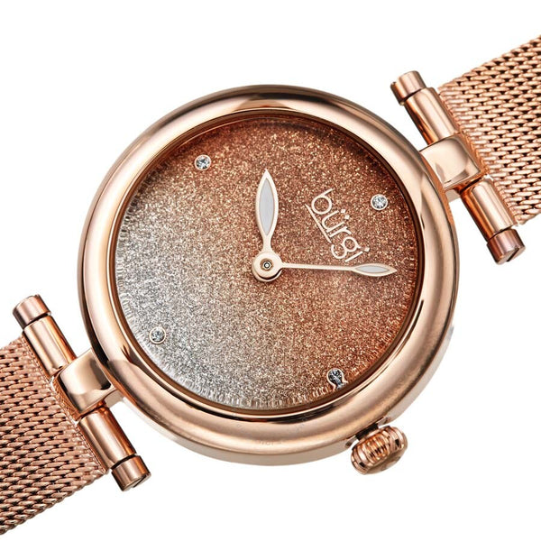 Burgi Rose Ombre Dial Rose Gold-tone Mesh Ladies Watch BUR231RG - The Watches Men & Co #2
