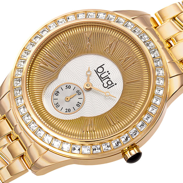Burgi Silver and Gold Dial Gold-tone Steel Ladies Watch BUR106YG - The Watches Men & Co #2