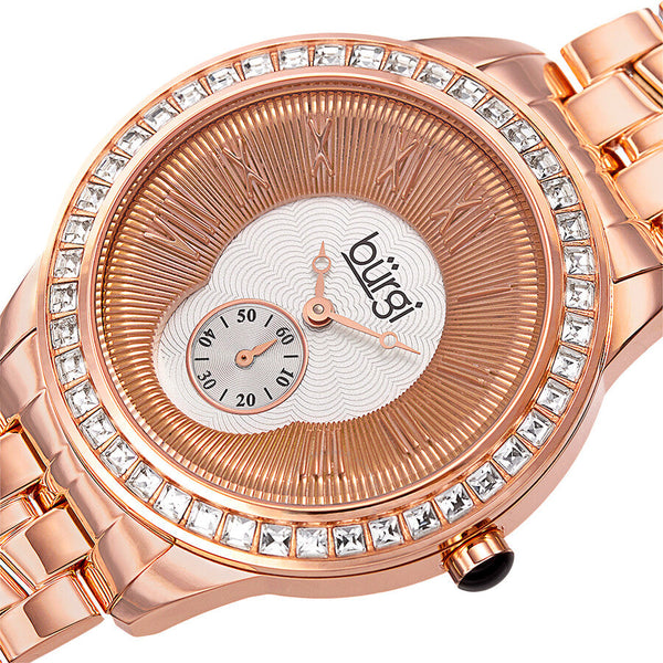 Burgi Silver and Gold Dial Rose Gold-tone Ladies Watch BUR106RG - The Watches Men & Co #2