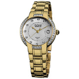 Burgi Silver Dial Gold-tone Ladies Watch BUR077YG - The Watches Men & Co