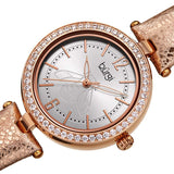 Burgi Crystal Silver Dial Gold Leather Ladies Watch BUR235RG - The Watches Men & Co #2