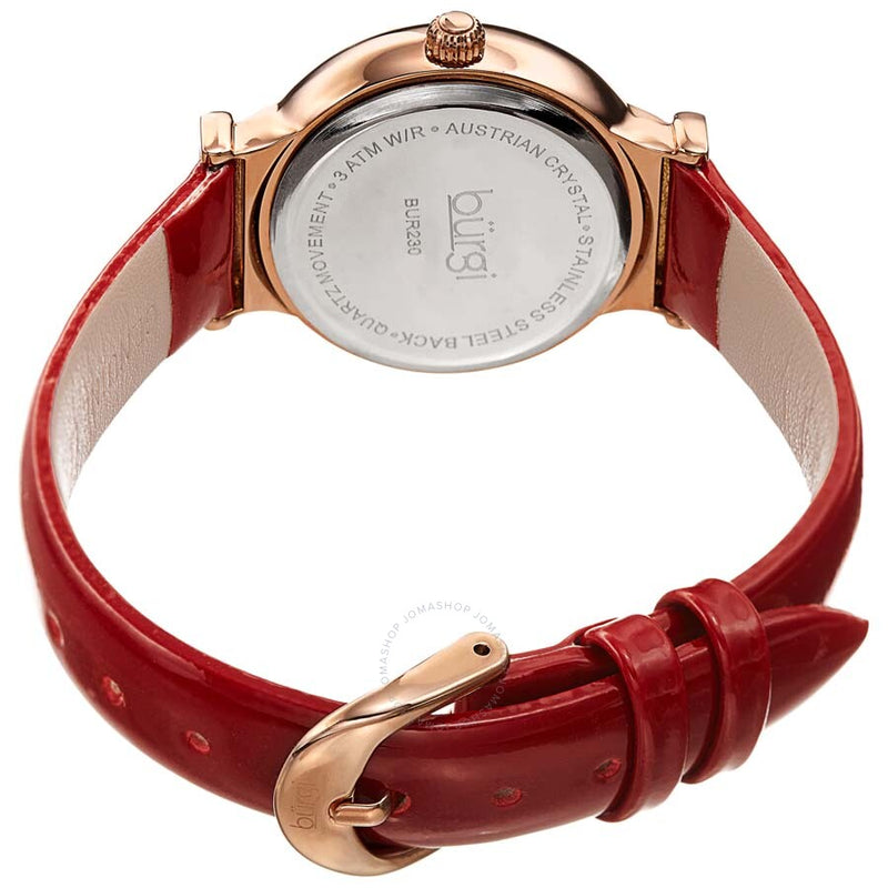 Burgi Silver Dial Red Leather Ladies Watch BUR230RD - The Watches Men & Co #4