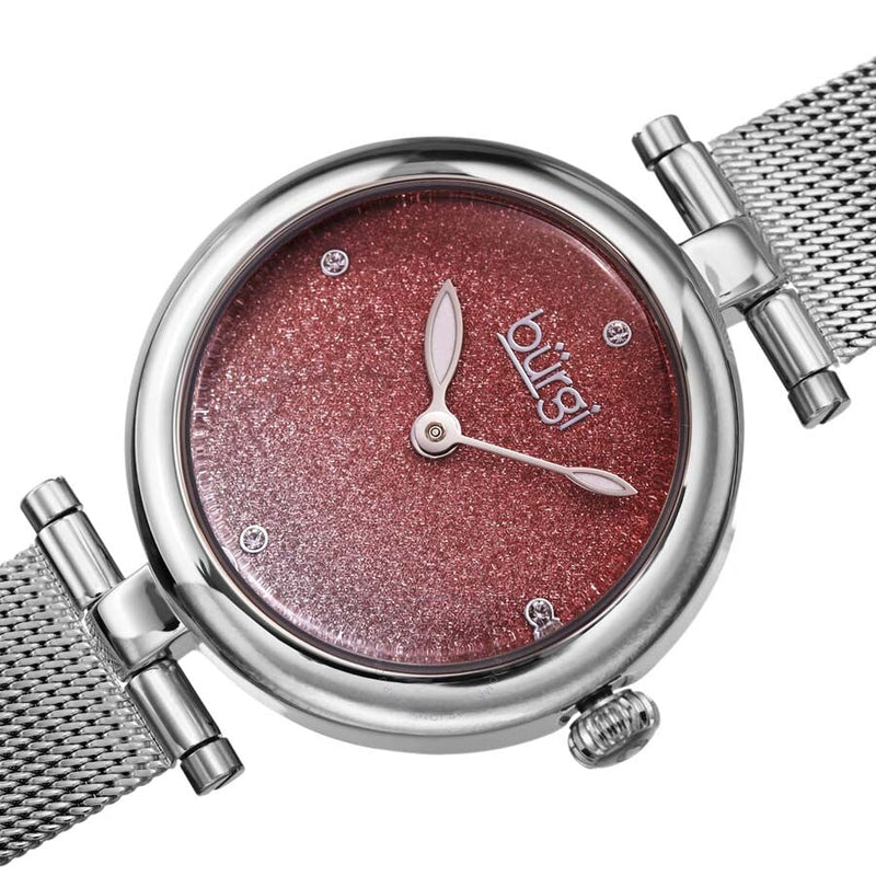 Burgi Silver Pink Dial Stainless Steel Mesh Ladies Watch BUR231SSPK - The Watches Men & Co #2