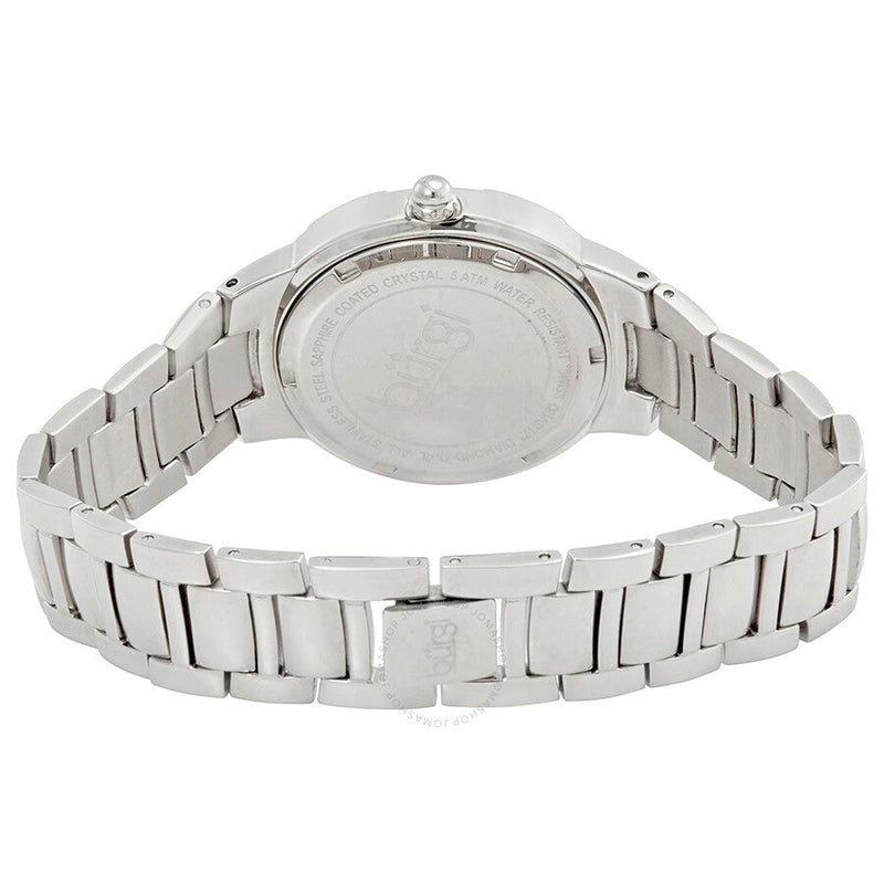 Burgi Silver-Tone Steel Pink Mother of Pearl Diamond Dial Ladies Watch BUR093PK - The Watches Men & Co #3