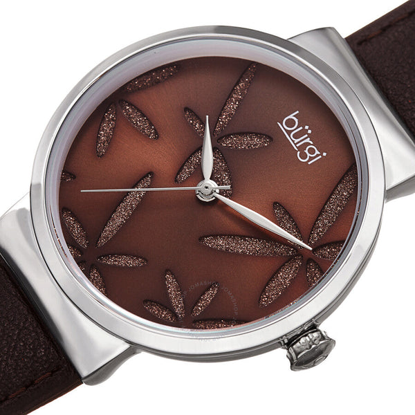Burgi Sparkling Flower Quartz Brown Dial Ladies Watch BUR191BR - The Watches Men & Co #2