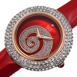Burgi Swirl Diamond Red Dial Red Leather Ladies Watch BUR209RD - The Watches Men & Co #2