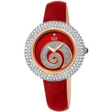 Burgi Swirl Diamond Red Dial Red Leather Ladies Watch BUR209RD - The Watches Men & Co