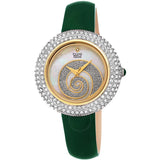Burgi Swirl Quartz Crystal White Dial Ladies Watch BUR209GN - The Watches Men & Co