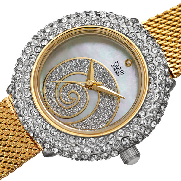 Burgi Swirl Quartz Diamond White Dial Ladies Watch BUR259YGS - The Watches Men & Co #2