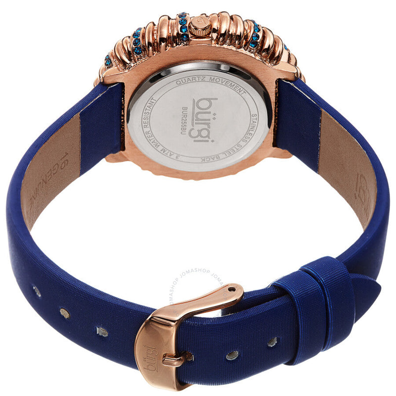 Burgi Twisted Bezel Quartz Crystal White Dial Ladies Watch BUR255BU - The Watches Men & Co #4