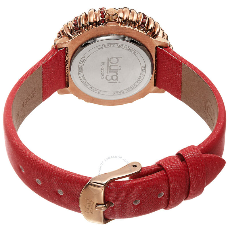 Burgi Twisted Bezel Quartz Crystal White Dial Ladies Watch BUR255RD - The Watches Men & Co #4