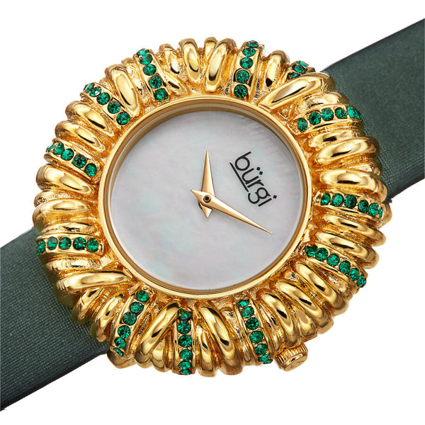 Burgi Twisted Bezel Quartz Diamond White Dial Ladies Watch BUR255GN - The Watches Men & Co #2