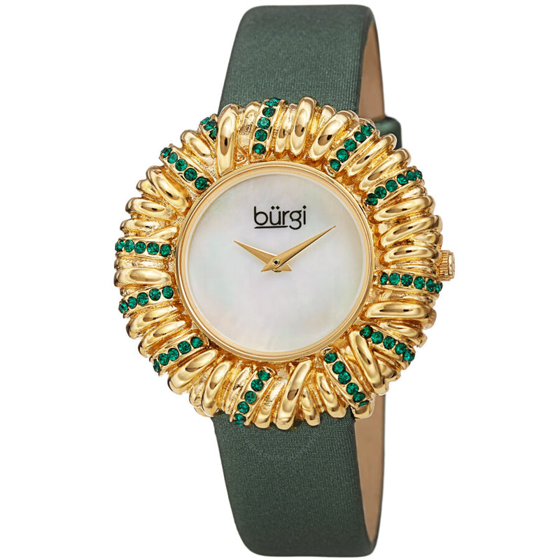 Burgi Twisted Bezel Quartz Diamond White Dial Ladies Watch BUR255GN - The Watches Men & Co
