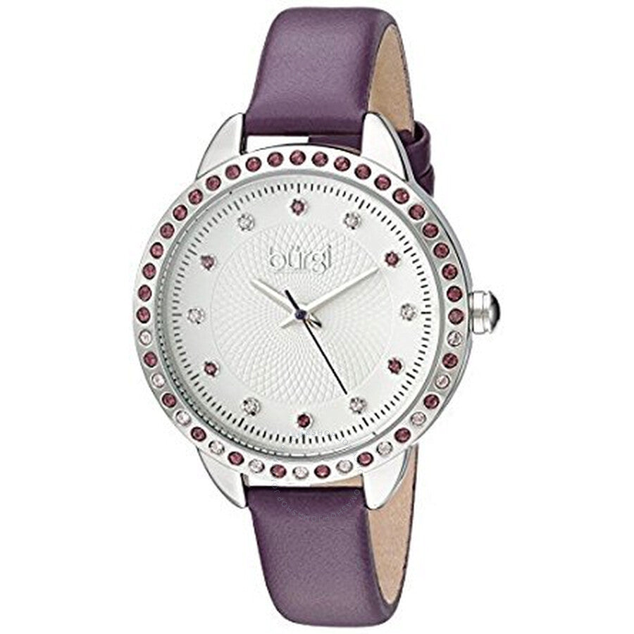 Burgi White Dial Purple Leather Ladies Watch BUR161PU - The Watches Men & Co