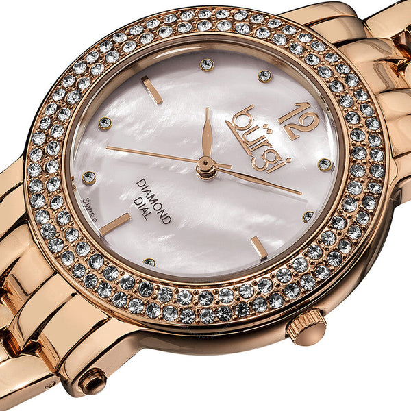 Burgi White Mother of Pearl Dial Ladies Watch BUR079RG - The Watches Men & Co #2