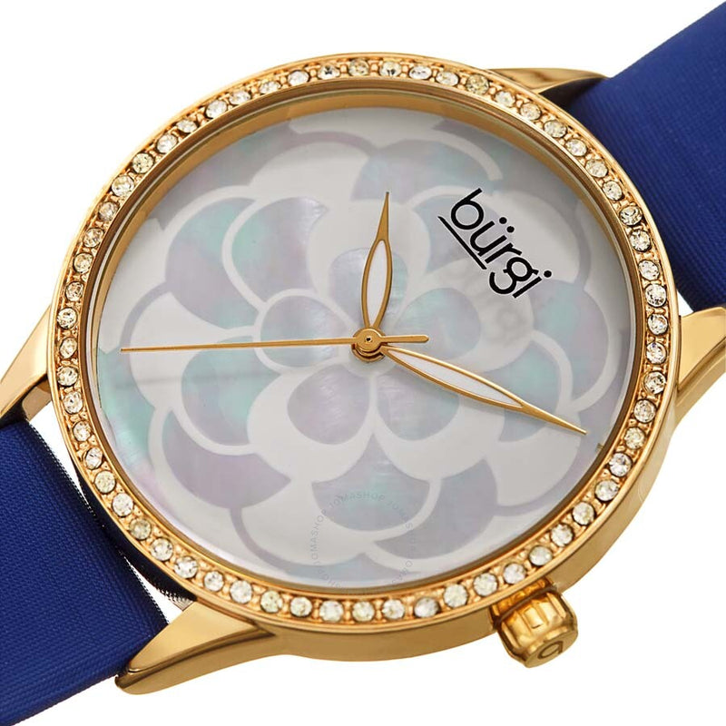 Burgi White Mother of Pearl Dial Ladies Watch BUR203BU - The Watches Men & Co #2