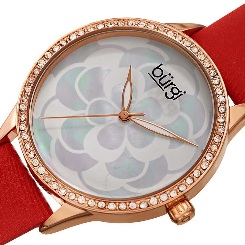 Burgi White Mother of Pearl Dial Ladies Watch BUR203RDR - The Watches Men & Co #2