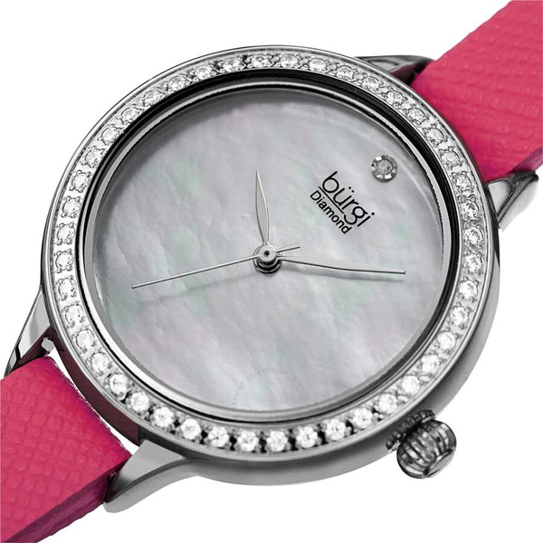 Burgi Diamond White Mother of Pearl Dial Ladies Watch BUR224PK - The Watches Men & Co #2