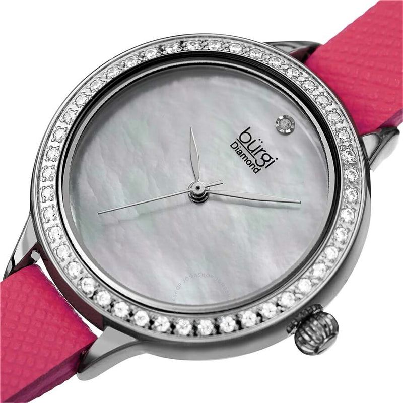 Burgi Diamond White Mother of Pearl Dial Ladies Watch BUR224PK - The Watches Men & Co #2