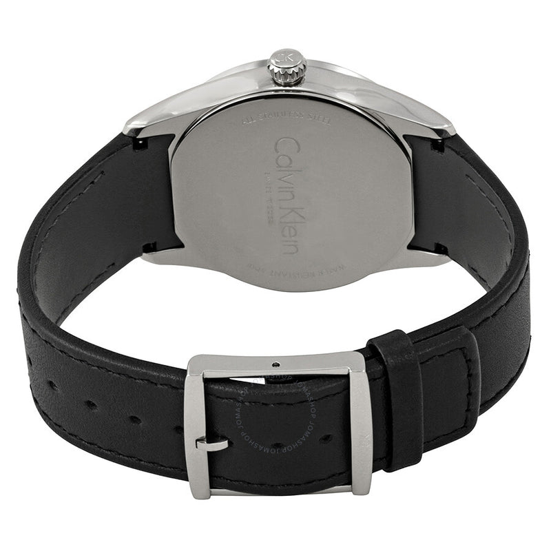 Calvin Klein Bold White Dial Black Leather Men's Watch K5A311C6 - The Watches Men & Co #3