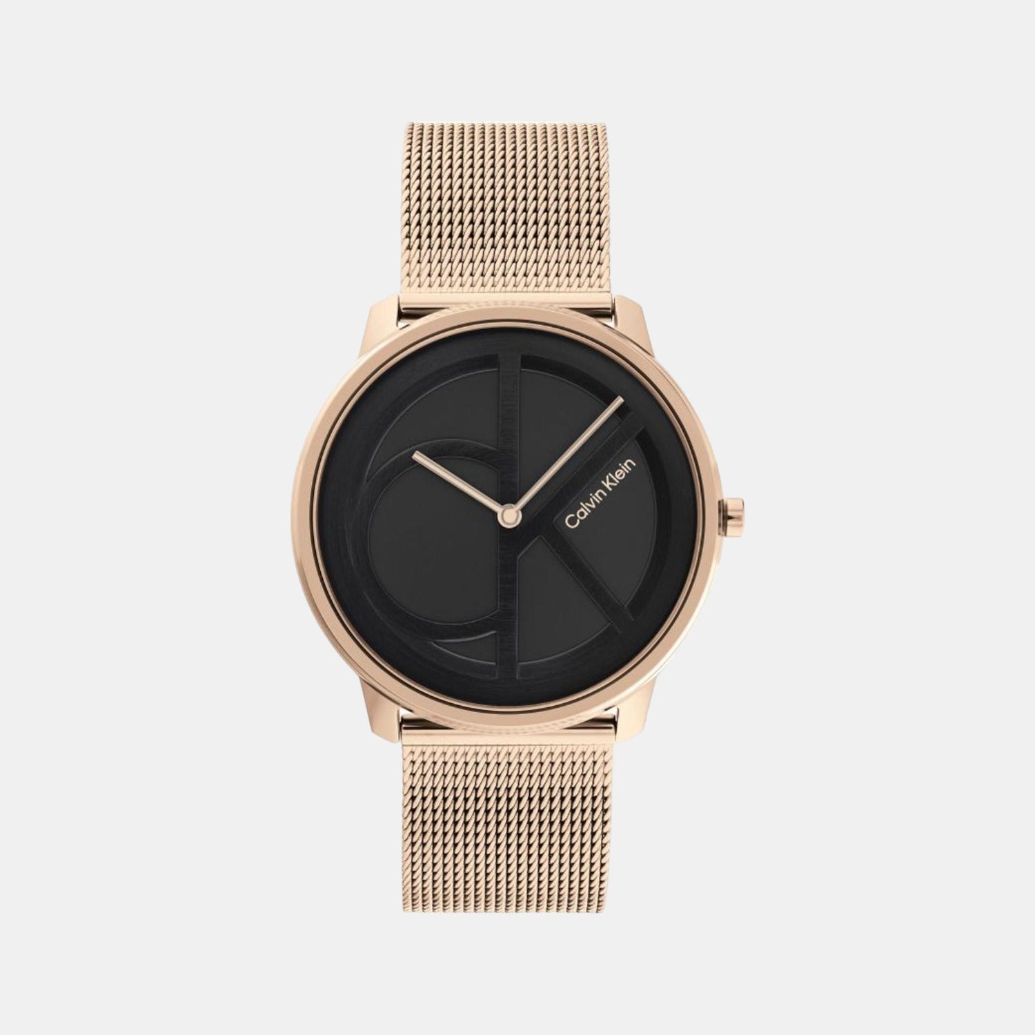 Calvin Klein Carnation Gold unisex watch with black dial and gold mesh band
