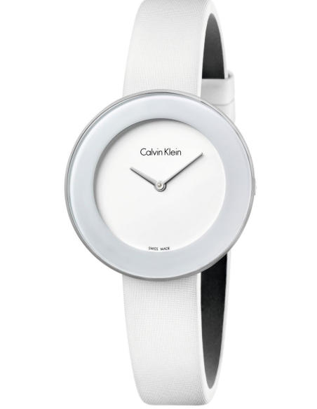 Calvin Klein Chic women's watch with white textile strap front view