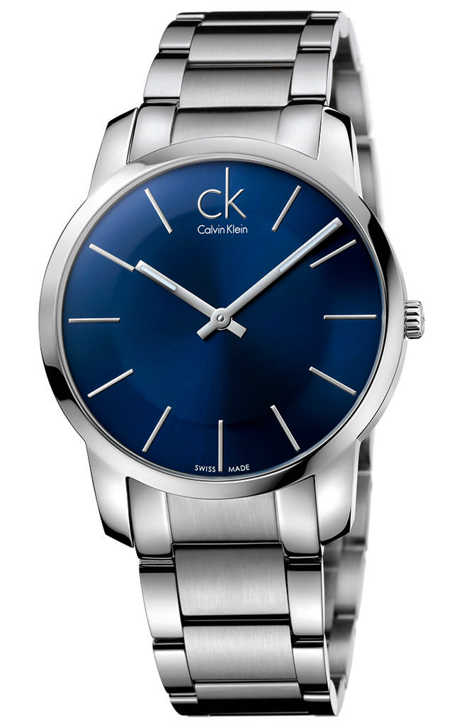 Calvin Klein City K2G2114N men's watch with blue dial and silver stainless steel bracelet