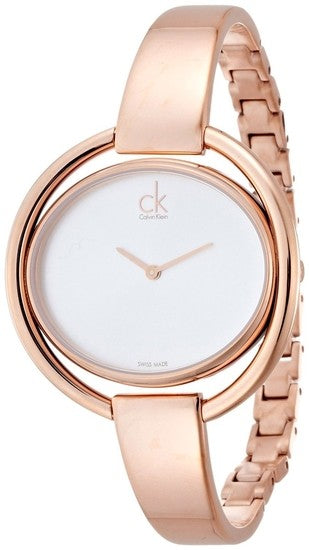 Calvin Klein Impetuous rose gold ladies watch with articulated bangle bracelet detail