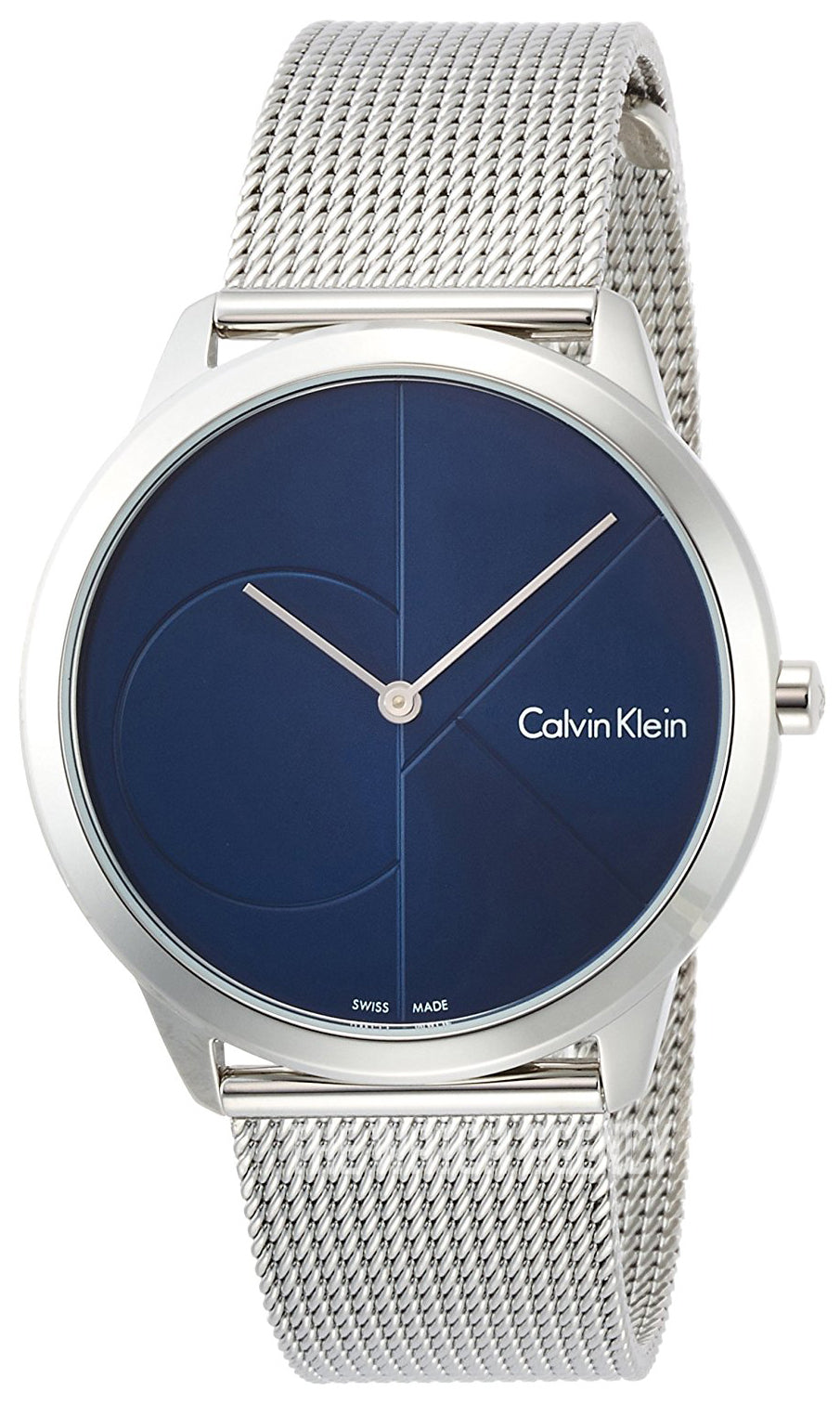 Calvin Klein Minimal watch with blue dial and silver mesh bracelet