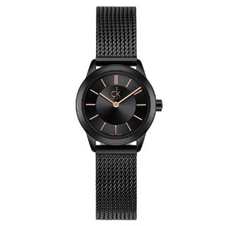Calvin Klein K3M23421 ladies watch full view with black stainless steel mesh strap