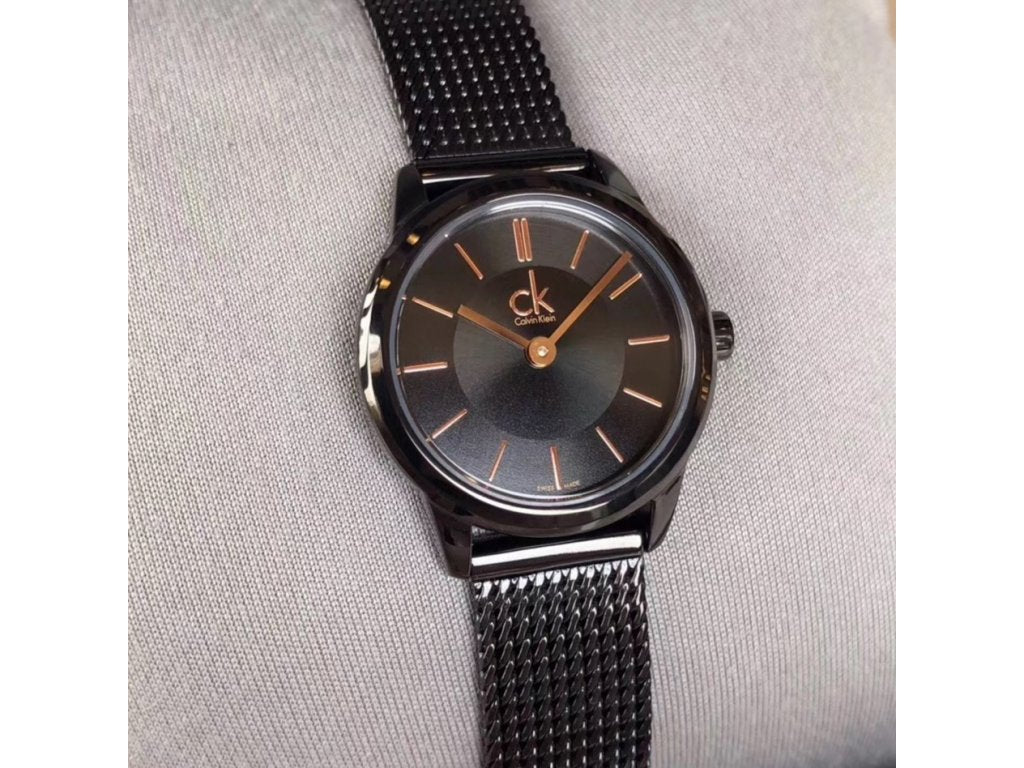 Calvin Klein K3M23421 side view showing case profile and mesh strap