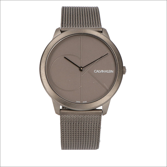 Calvin Klein Minimal watch with grey dial, mesh bracelet and minimalist hour markers