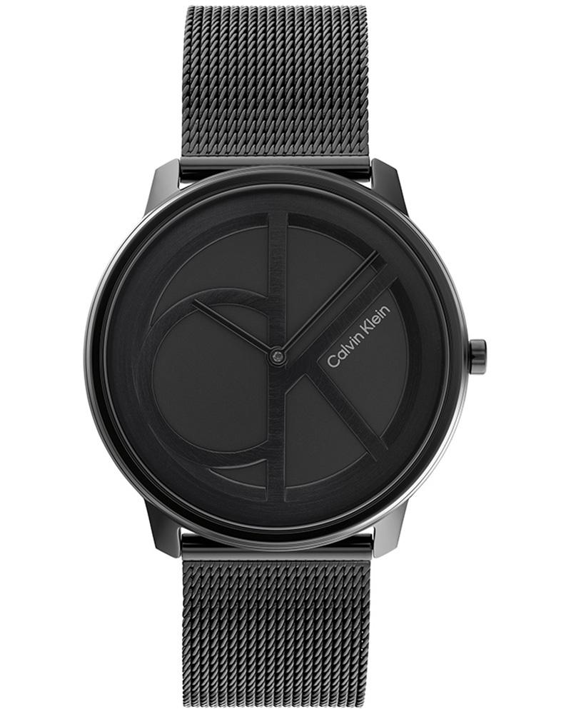 Calvin Klein Rise black dial quartz watch with black mesh bracelet