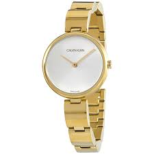 Calvin Klein Wavy women's watch with silver dial and gold stainless steel bracelet