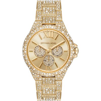 Gold-tone Camille MK6958 watch with crystal-embellished case, champagne dial, and Roman numeral indexes