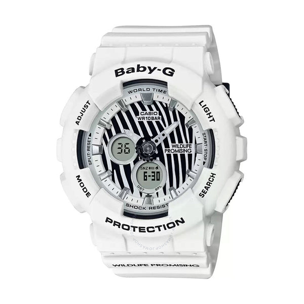 Casio Baby G Wildlife Promising Quartz White Dial Ladies Watch BA-120WLP-7ADR - The Watches Men & Co