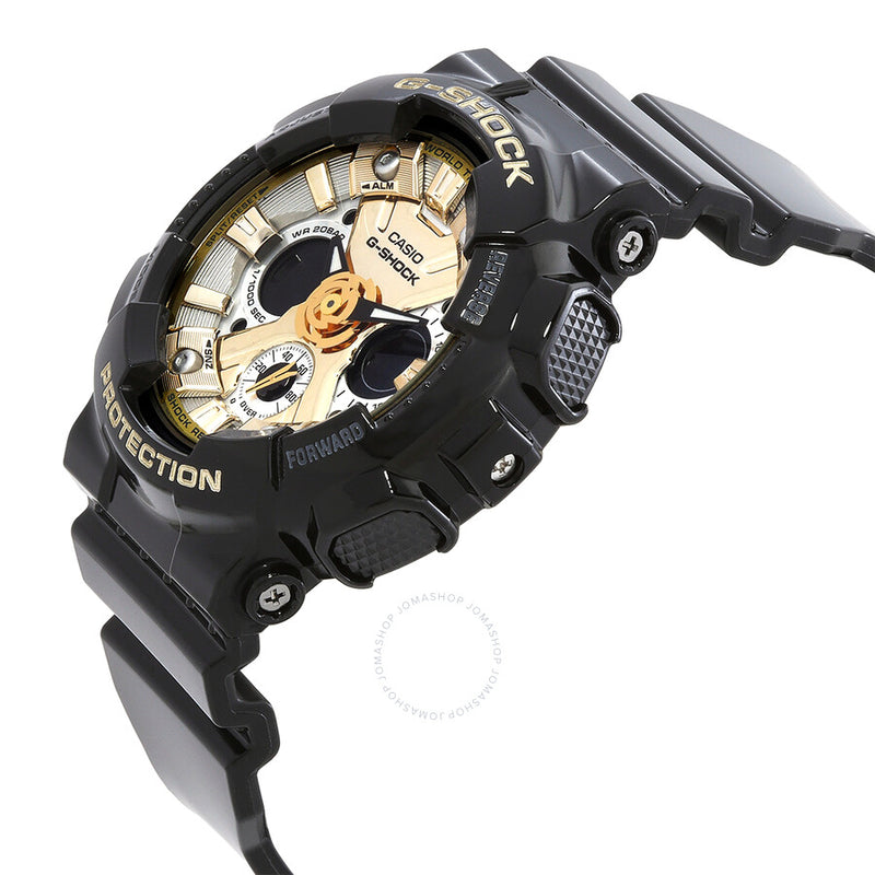 Casio G-Shock Alarm World Time Quartz Analog-Digital Gold Dial Ladies Watch GMAS120GB-1A - The Watches Men & Co #2