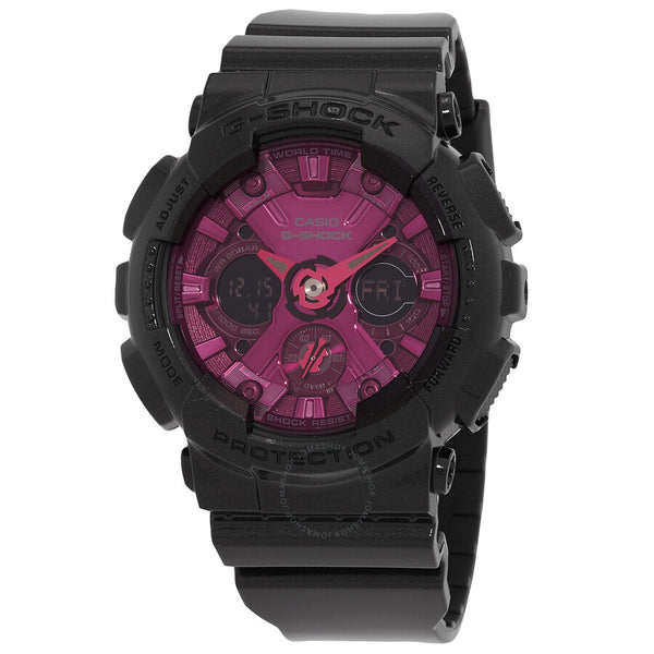 Casio G-SHOCK Alarm World Time Quartz Analog-Digital Pink Dial Unisex Watch GMA-S120RB-1A - The Watches Men & Co