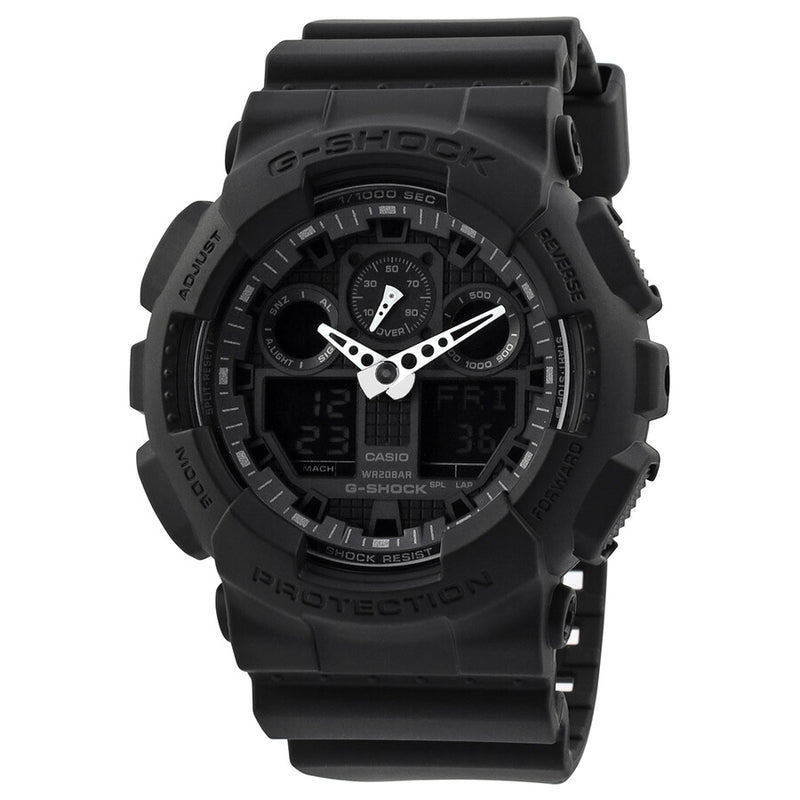 Casio G-Shock Perpetual Alarm World Time Chronograph Quartz Analog-Digital Black Dial Men's Watch GA-100-1A1 - The Watches Men & Co