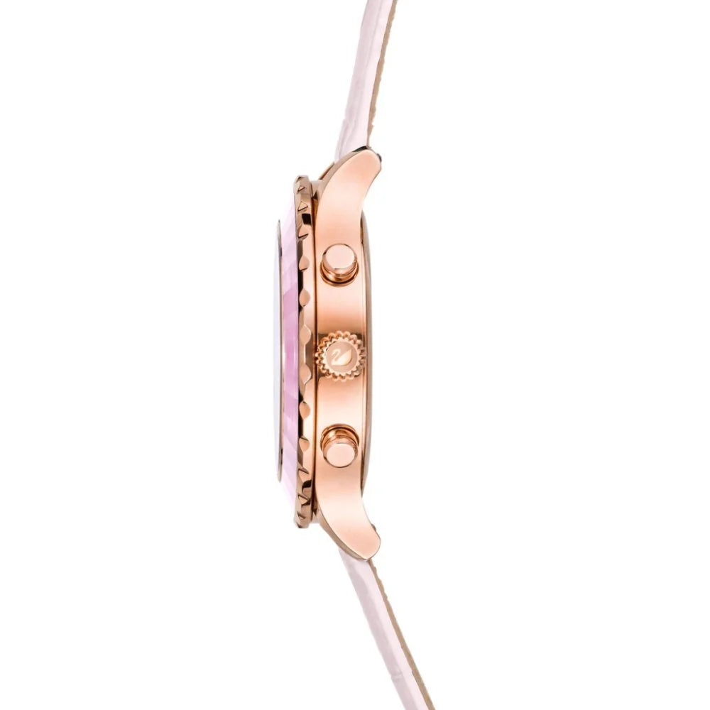 Swarovski Octea Lux Chrono Nude-Pink Tone Leather Strap Women's Watch 5452501