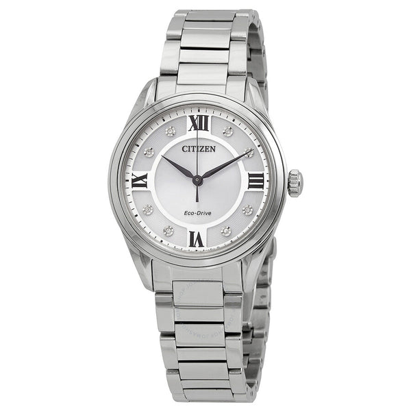 Citizen Arezzo Eco-Drive Silver Dial Ladies Watch EM0870-58A - The Watches Men & Co