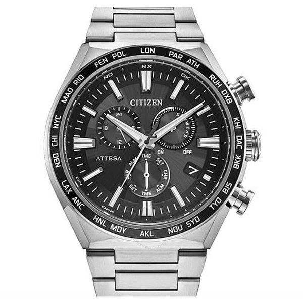 Citizen Attesa Perpetual Alarm World Time Chronograph Black Dial Men's Watch CB5966-69E - The Watches Men & Co