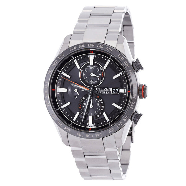 Citizen Attesa Perpetual Chronograph Eco-Drive Black Dial Men's Watch AT8189-61E - The Watches Men & Co