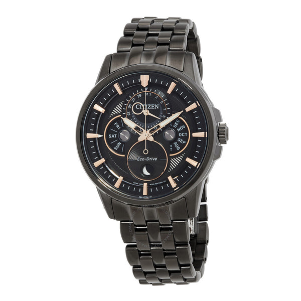 Citizen Calendrier Multifunction Black Dial Black-plated Men's Watch BU0057-54E - The Watches Men & Co