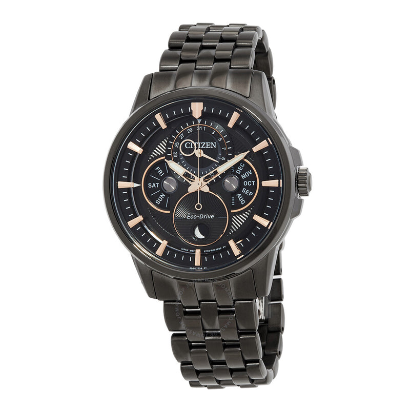 Citizen Calendrier Multifunction Black Dial Black-plated Men's Watch BU0057-54E - The Watches Men & Co