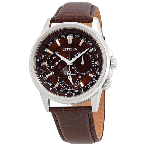 Citizen Calendrier World Time Eco-Drive Brown Dial Men's Watch BU2020-29X - The Watches Men & Co