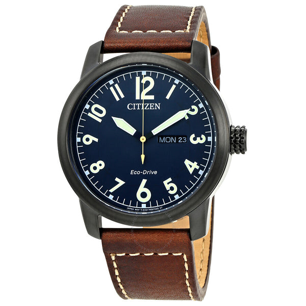 Citizen Chandler Eco-Drive Dark Blue Dial Brown Leather  Men's Watch BM8478-01L - The Watches Men & Co