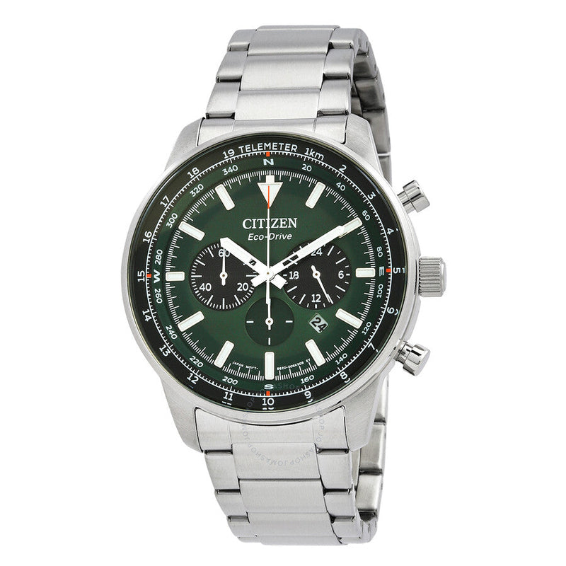 Citizen Chronograph Eco-Drive Green Dial Men's Watch CA4500-91X - The Watches Men & Co