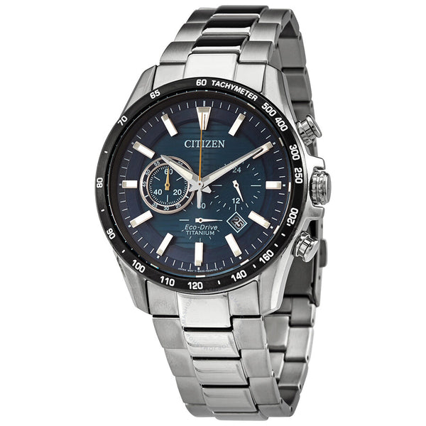 Citizen Chronograph Eco-Drive Blue Dial Titanium Men's Watch CA4444-82L - The Watches Men & Co